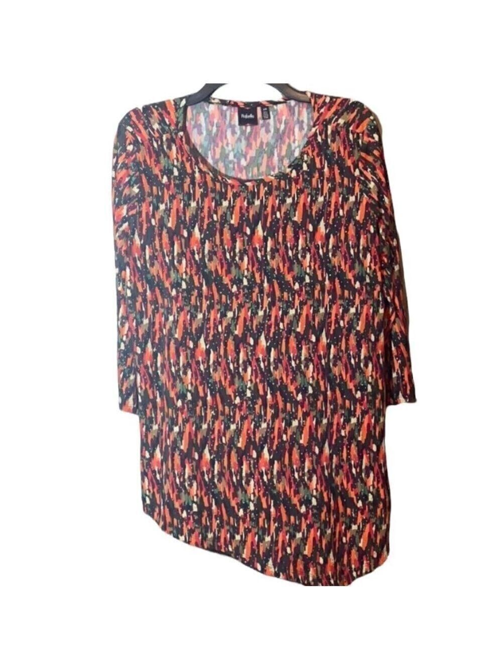 Rafaella Asymmetrical Hem Top 3/4 Sleeves Size Large Studded NWOT